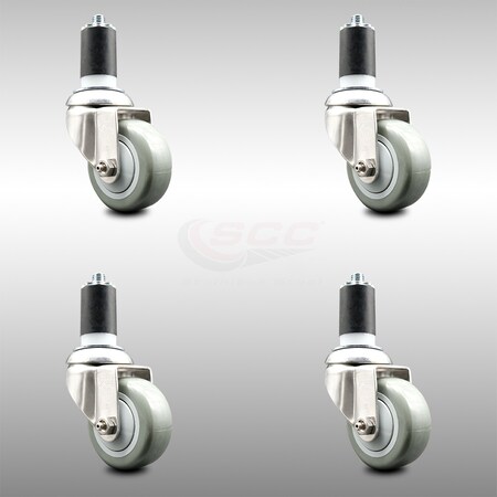 Service Caster 3.5 Inch 316SS Gray Polyurethane Swivel 1-5/8 Inch Expanding Stem Caster Set SCC-SS316EX20S3514-PPUB-158-4